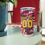 Personalised Brisbane Broncos Rugby Tumbler Cup Aboriginal Art Style Pink And Gold Patterned Graphics
