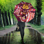 Personalised Brisbane Broncos Rugby Umbrella Aboriginal Art Style Pink And Gold Patterned Graphics