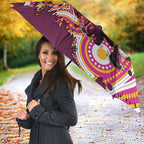 Personalised Brisbane Broncos Rugby Umbrella Aboriginal Art Style Pink And Gold Patterned Graphics