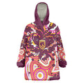 Personalised Brisbane Broncos Rugby Wearable Blanket Hoodie Aboriginal Art Style Pink And Gold Patterned Graphics