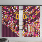 Personalised Brisbane Broncos Rugby Window Curtain Aboriginal Art Style Pink And Gold Patterned Graphics