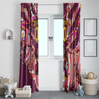 Personalised Brisbane Broncos Rugby Window Curtain Aboriginal Art Style Pink And Gold Patterned Graphics