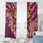 Personalised Brisbane Broncos Rugby Window Curtain Aboriginal Art Style Pink And Gold Patterned Graphics