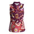 Personalised Brisbane Broncos Rugby Women Sleeveless Polo Shirt Aboriginal Art Style Pink And Gold Patterned Graphics