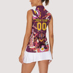 Personalised Brisbane Broncos Rugby Women Sleeveless Polo Shirt Aboriginal Art Style Pink And Gold Patterned Graphics
