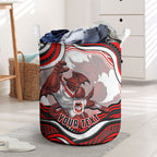 Personalized St George Illawarra Dragons Laundry Basket Aboriginal Dot Art - Dreamtime Rugby Mascot