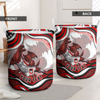 Personalized St George Illawarra Dragons Laundry Basket Aboriginal Dot Art - Dreamtime Rugby Mascot
