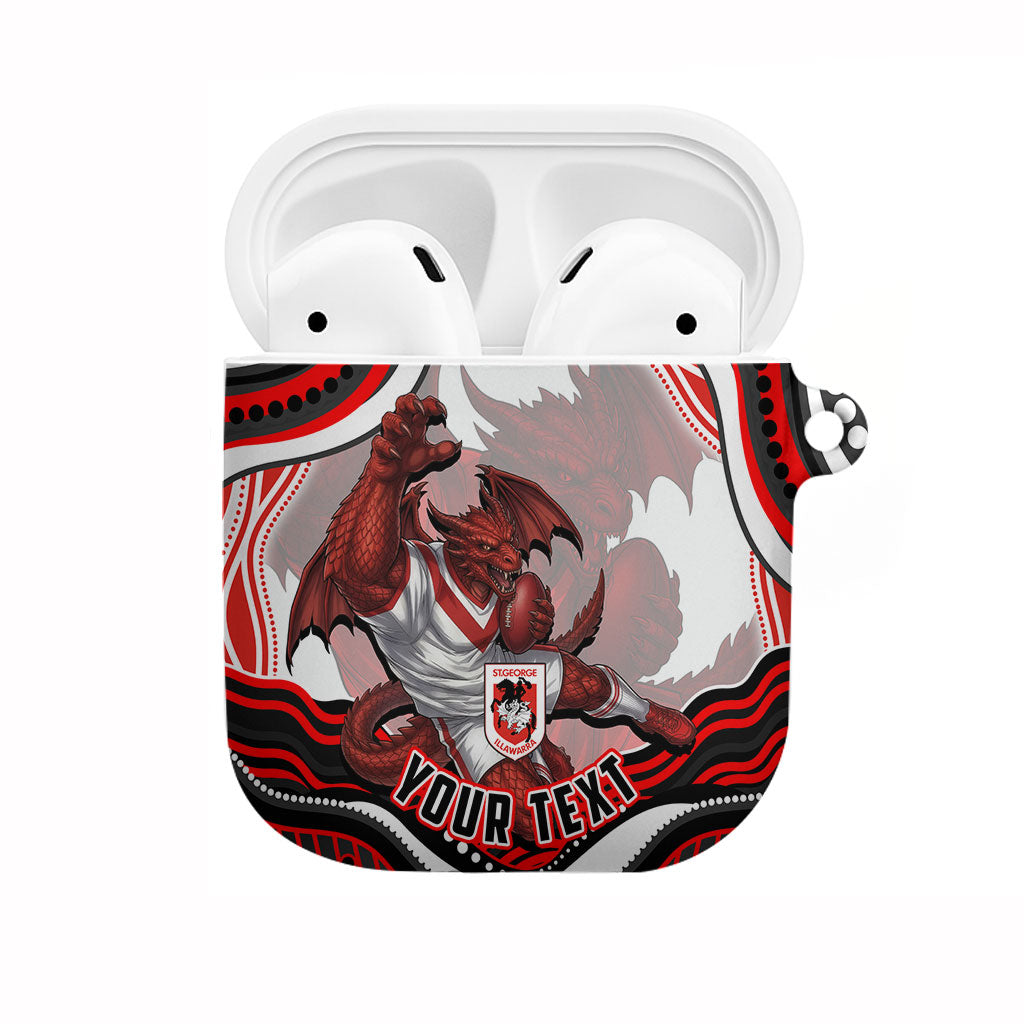 Personalized St George Illawarra Dragons AirPods Case Aboriginal Dot Art - Dreamtime Rugby Mascot