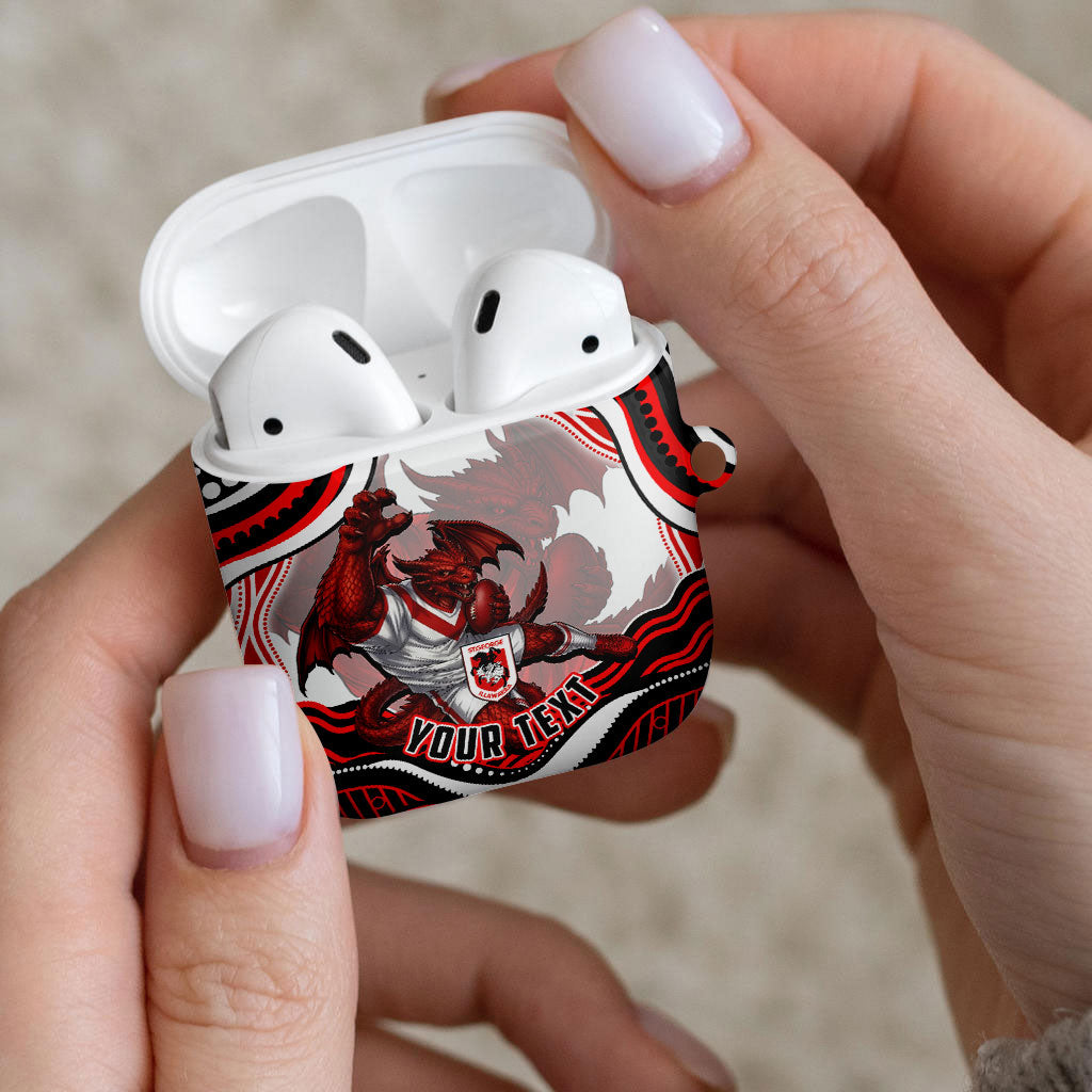 Personalized St George Illawarra Dragons AirPods Case Aboriginal Dot Art - Dreamtime Rugby Mascot