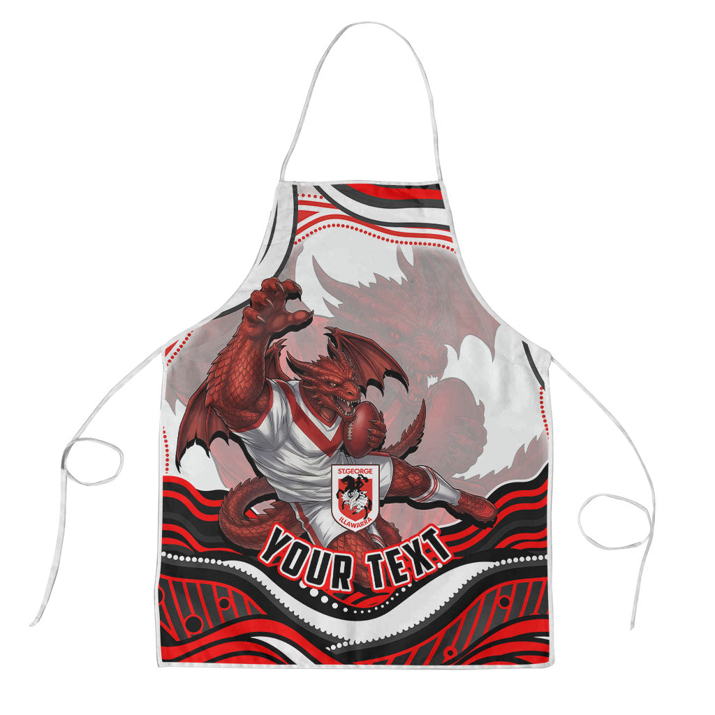 Personalized St George Illawarra Dragons Apron Aboriginal Dot Art - Dreamtime Rugby Mascot