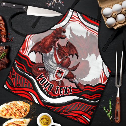 Personalized St George Illawarra Dragons Apron Aboriginal Dot Art - Dreamtime Rugby Mascot