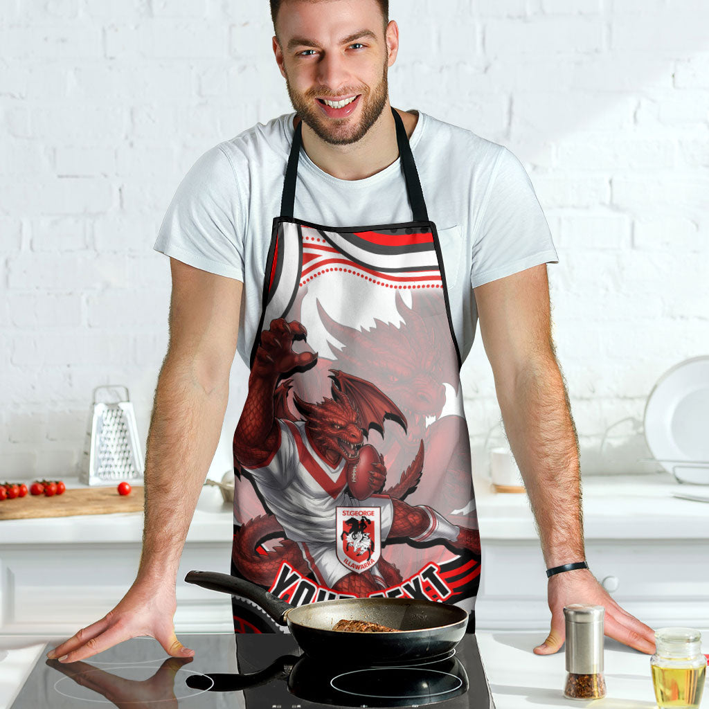 Personalized St George Illawarra Dragons Apron Aboriginal Dot Art - Dreamtime Rugby Mascot