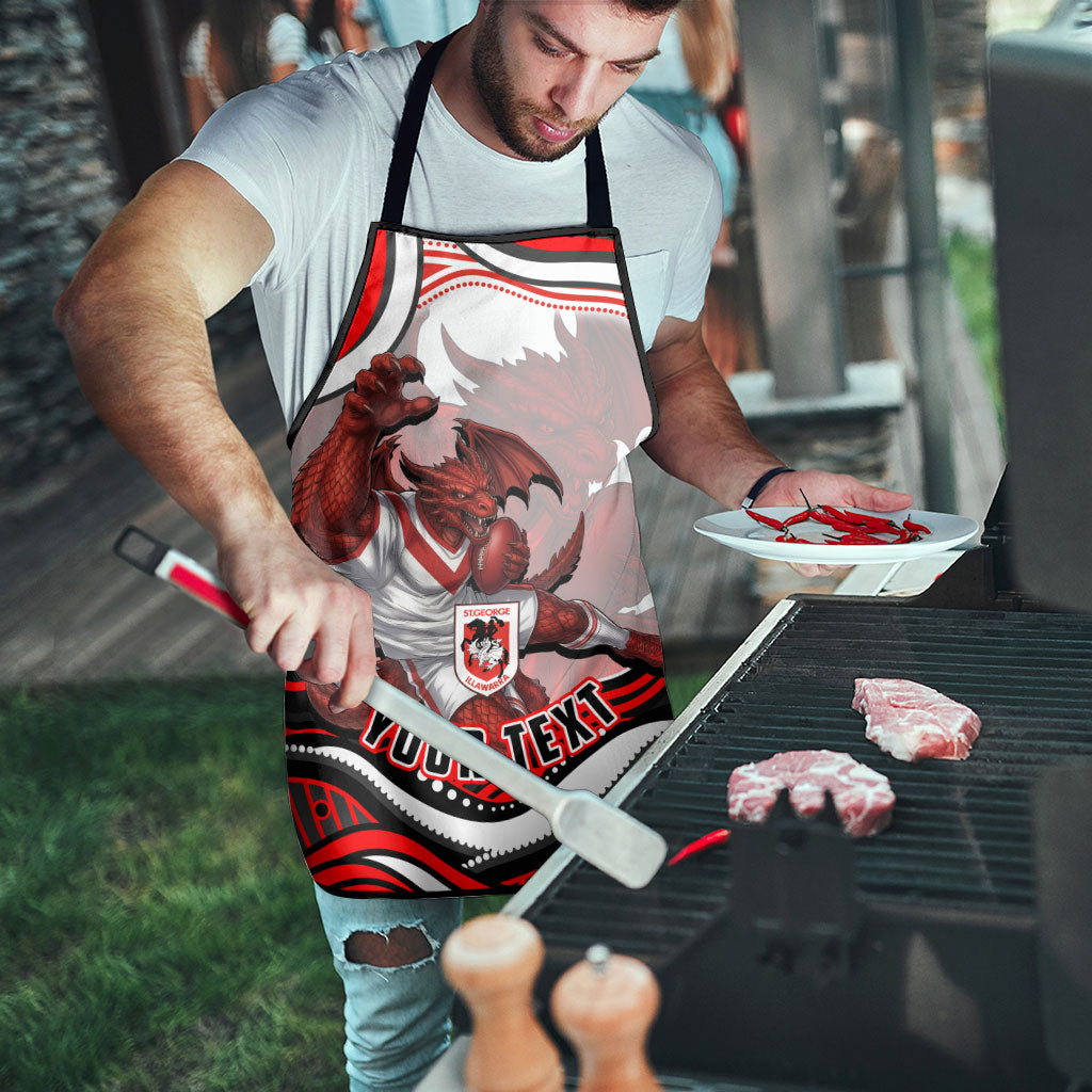 Personalized St George Illawarra Dragons Apron Aboriginal Dot Art - Dreamtime Rugby Mascot