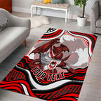 Personalized St George Illawarra Dragons Area Rug Aboriginal Dot Art - Dreamtime Rugby Mascot