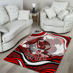 Personalized St George Illawarra Dragons Area Rug Aboriginal Dot Art - Dreamtime Rugby Mascot