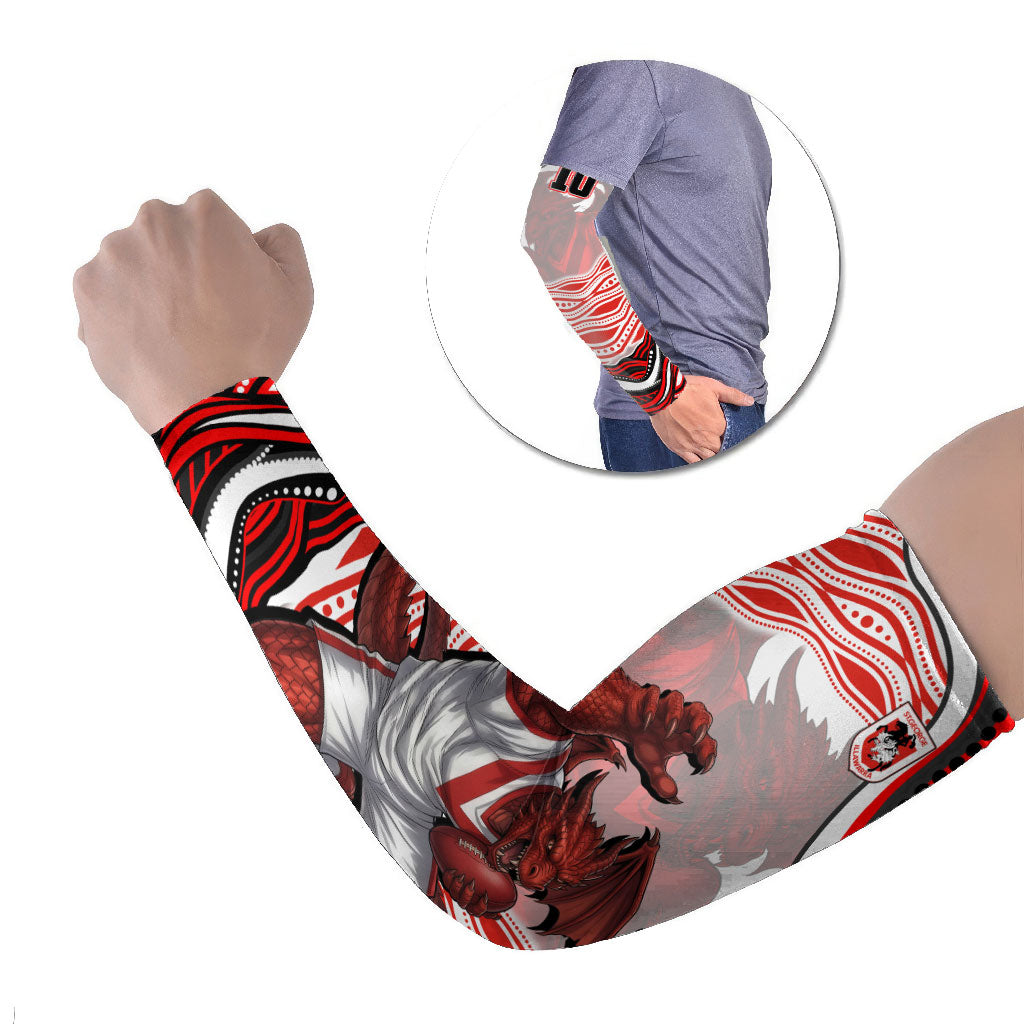 Personalized St George Illawarra Dragons Arm Sleeves Aboriginal Dot Art - Dreamtime Rugby Mascot