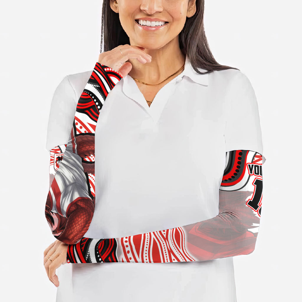 Personalized St George Illawarra Dragons Arm Sleeves Aboriginal Dot Art - Dreamtime Rugby Mascot