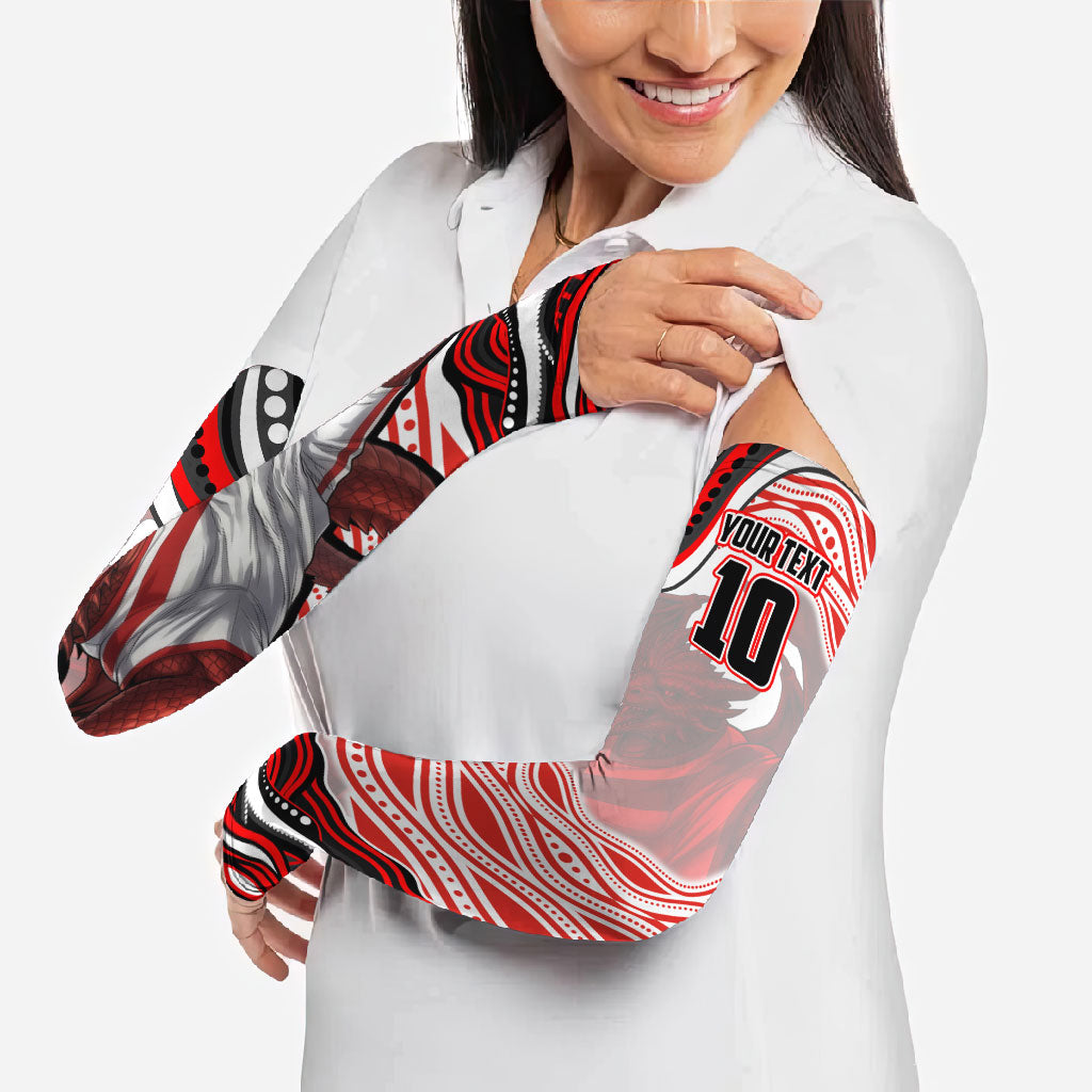 Personalized St George Illawarra Dragons Arm Sleeves Aboriginal Dot Art - Dreamtime Rugby Mascot