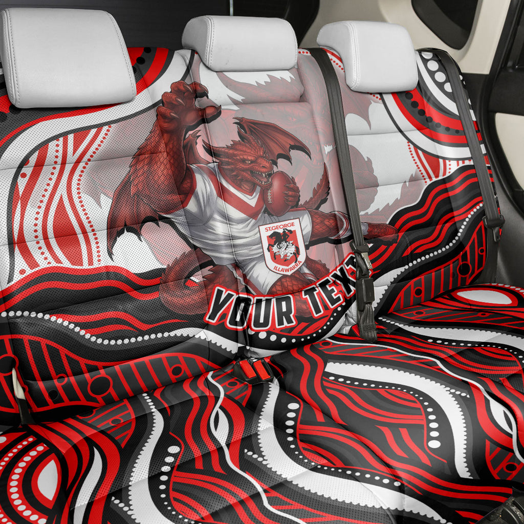 Personalized St George Illawarra Dragons Back Car Seat Cover Aboriginal Dot Art - Dreamtime Rugby Mascot