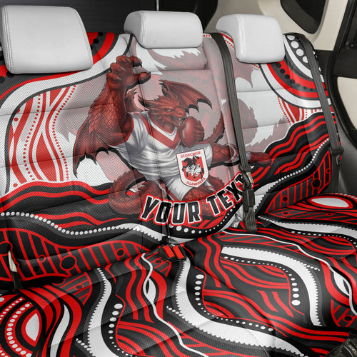 Personalized St George Illawarra Dragons Back Car Seat Cover Aboriginal Dot Art - Dreamtime Rugby Mascot