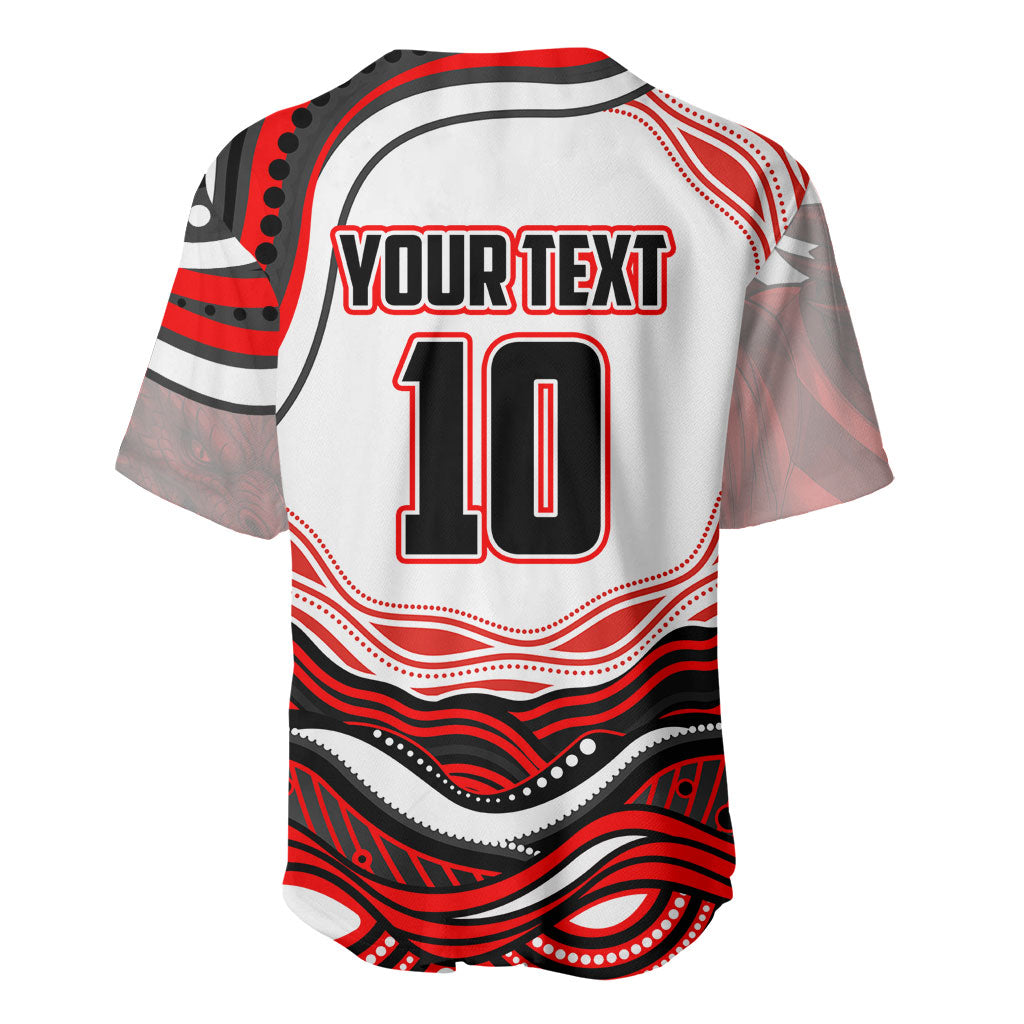 Personalized St George Illawarra Dragons Baseball Jersey Aboriginal Dot Art - Dreamtime Rugby Mascot