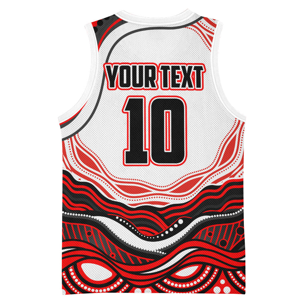 Personalized St George Illawarra Dragons Basketball Jersey Aboriginal Dot Art - Dreamtime Rugby Mascot