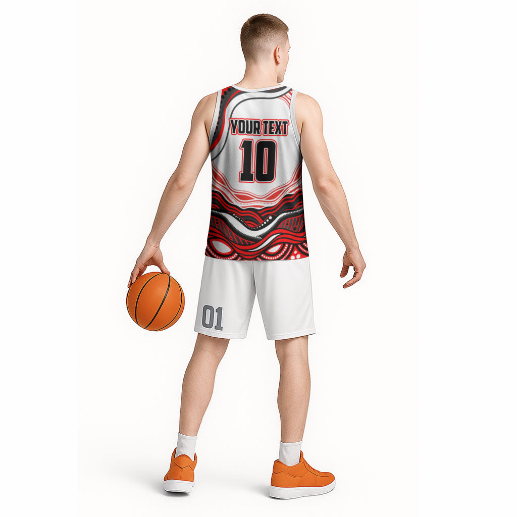 Personalized St George Illawarra Dragons Basketball Jersey Aboriginal Dot Art - Dreamtime Rugby Mascot