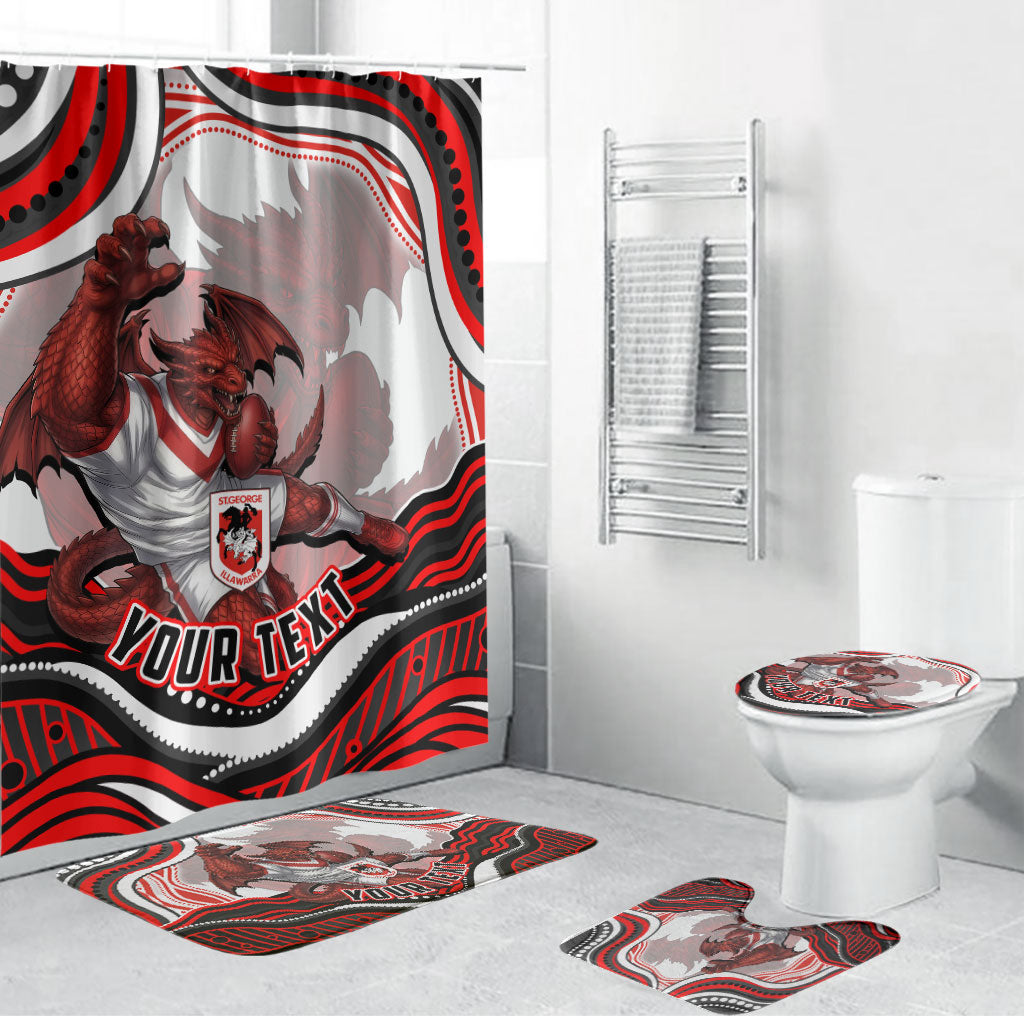 Personalized St George Illawarra Dragons Bathroom Set Aboriginal Dot Art - Dreamtime Rugby Mascot