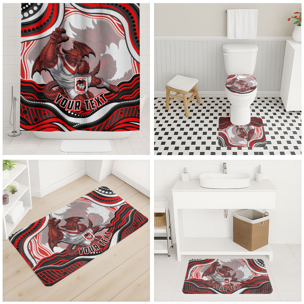 Personalized St George Illawarra Dragons Bathroom Set Aboriginal Dot Art - Dreamtime Rugby Mascot