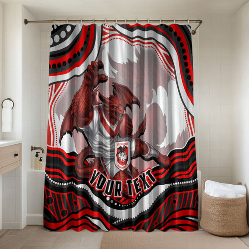 Personalized St George Illawarra Dragons Bathroom Set Aboriginal Dot Art - Dreamtime Rugby Mascot