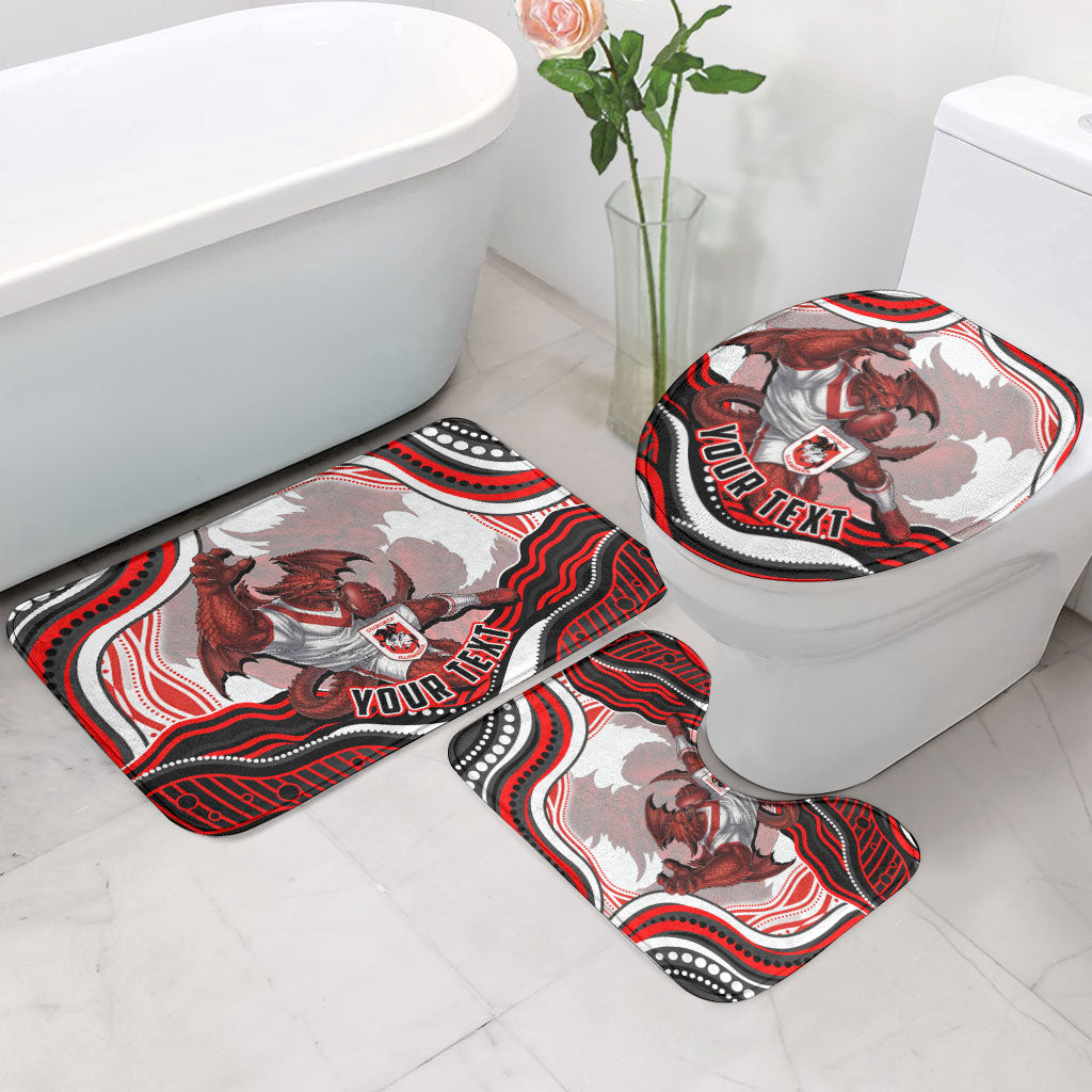 Personalized St George Illawarra Dragons Bathroom Set Aboriginal Dot Art - Dreamtime Rugby Mascot