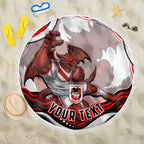 Personalized St George Illawarra Dragons Beach Blanket Aboriginal Dot Art - Dreamtime Rugby Mascot