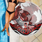 Personalized St George Illawarra Dragons Beach Blanket Aboriginal Dot Art - Dreamtime Rugby Mascot