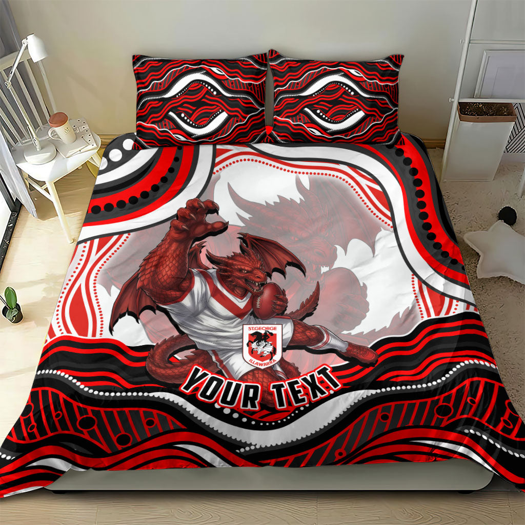 Personalized St George Illawarra Dragons Bedding Set Aboriginal Dot Art - Dreamtime Rugby Mascot