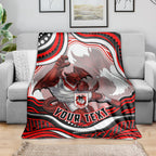 Personalized St George Illawarra Dragons Blanket Aboriginal Dot Art - Dreamtime Rugby Mascot