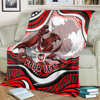 Personalized St George Illawarra Dragons Blanket Aboriginal Dot Art - Dreamtime Rugby Mascot