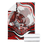Personalized St George Illawarra Dragons Blanket Aboriginal Dot Art - Dreamtime Rugby Mascot
