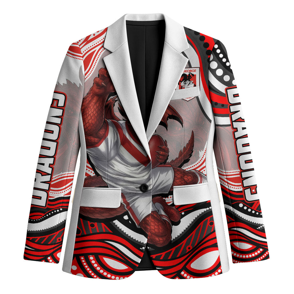 Personalized St George Illawarra Dragons Blazer Aboriginal Dot Art - Dreamtime Rugby Mascot