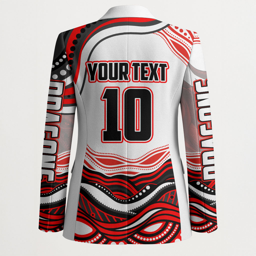 Personalized St George Illawarra Dragons Blazer Aboriginal Dot Art - Dreamtime Rugby Mascot