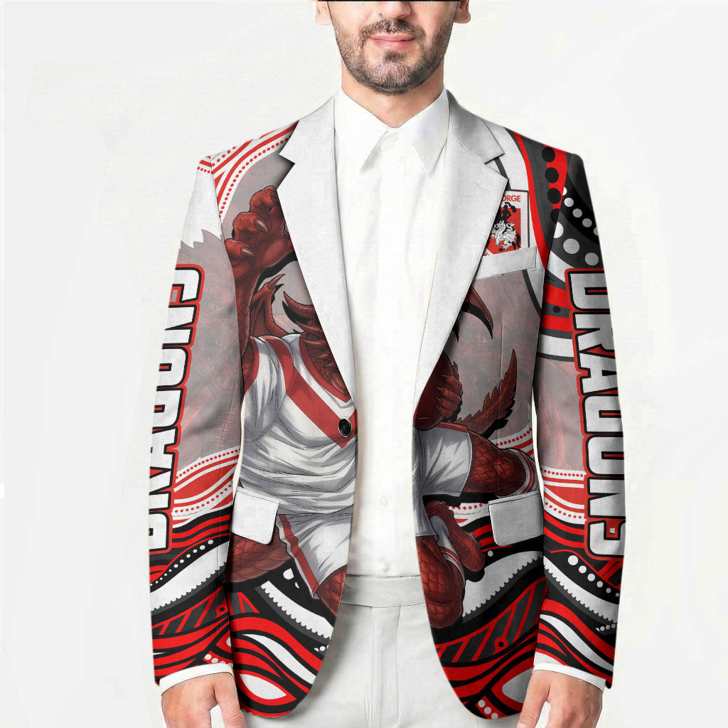Personalized St George Illawarra Dragons Blazer Aboriginal Dot Art - Dreamtime Rugby Mascot