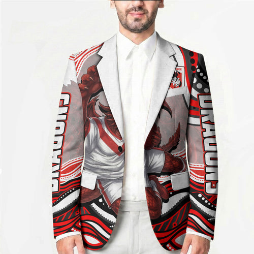 Personalized St George Illawarra Dragons Blazer Aboriginal Dot Art - Dreamtime Rugby Mascot