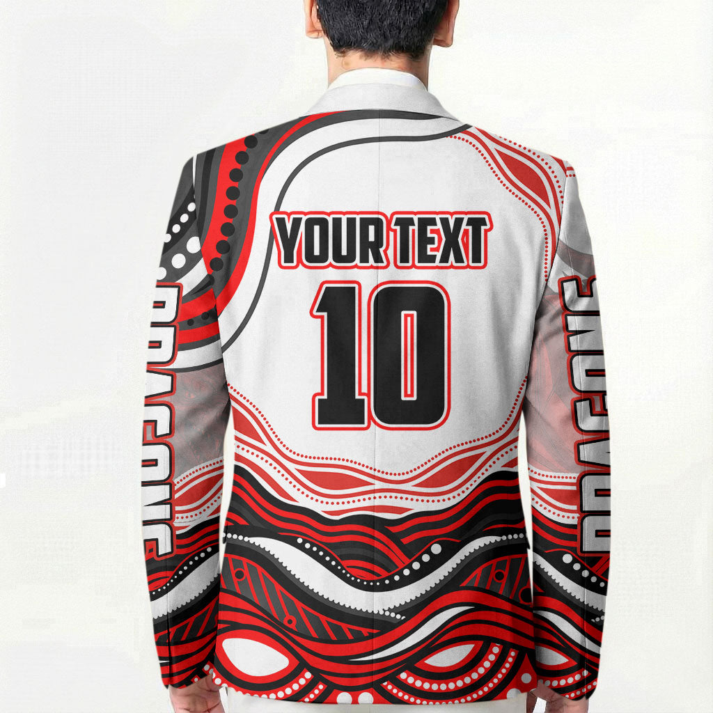 Personalized St George Illawarra Dragons Blazer Aboriginal Dot Art - Dreamtime Rugby Mascot