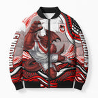 Personalized St George Illawarra Dragons Bomber Puffer Jacket Aboriginal Dot Art - Dreamtime Rugby Mascot