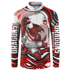 Personalized St George Illawarra Dragons Button Sweatshirt Aboriginal Dot Art - Dreamtime Rugby Mascot