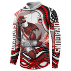 Personalized St George Illawarra Dragons Button Sweatshirt Aboriginal Dot Art - Dreamtime Rugby Mascot