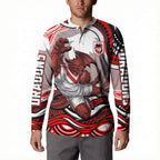 Personalized St George Illawarra Dragons Button Sweatshirt Aboriginal Dot Art - Dreamtime Rugby Mascot