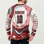 Personalized St George Illawarra Dragons Button Sweatshirt Aboriginal Dot Art - Dreamtime Rugby Mascot