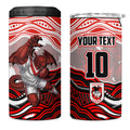Personalized St George Illawarra Dragons 4 in 1 Can Cooler Tumbler Aboriginal Dot Art - Dreamtime Rugby Mascot