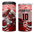 Personalized St George Illawarra Dragons 4 in 1 Can Cooler Tumbler Aboriginal Dot Art - Dreamtime Rugby Mascot
