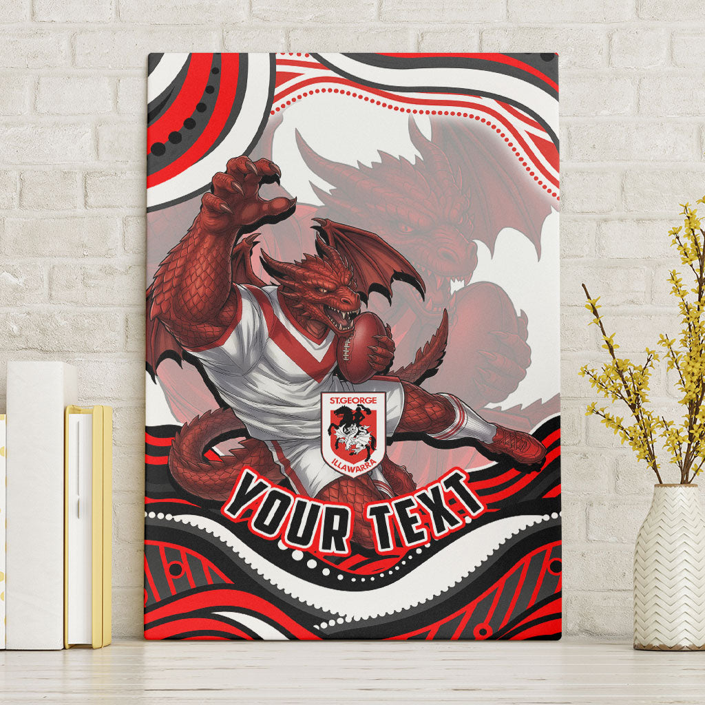 Personalized St George Illawarra Dragons Canvas Wall Art Aboriginal Dot Art - Dreamtime Rugby Mascot